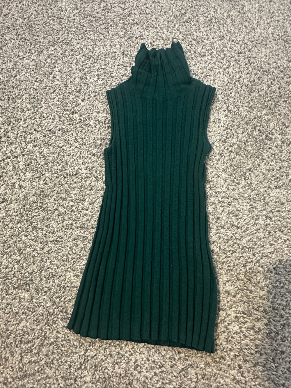J. Crew Dark Green Ribbed Sleeveless Turtleneck